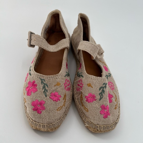 Naguisa Miru Canvas Floral Embroidered Strap Jute Espadrille Flats - Picture 3 of 8